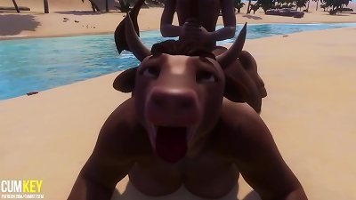 masochism cow lady fucks with a stud to reproduce | fur covered monster| 3d pornography crazy Life