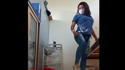 THE MOST BORING DAY AT WORK!! I AM ALONE IN MY WORK apartment AND BECAUSE I AM BORED I caress MY wet AND RIPE hooters