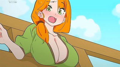 Alex got stuck in the fence, but Steve couldn't get past! Minecraft,Hentai,Cartoon,Parody !