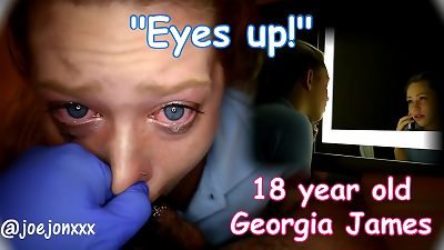 18 year older Georgia James struggles, gags, and cries on muddy senior stud fuck-stick
