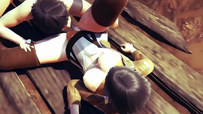 onslaught On Titans hentai - Mikasa do a blowage and then he do to her a cunnilingus  - anime manga porn chinese japanese Game porn